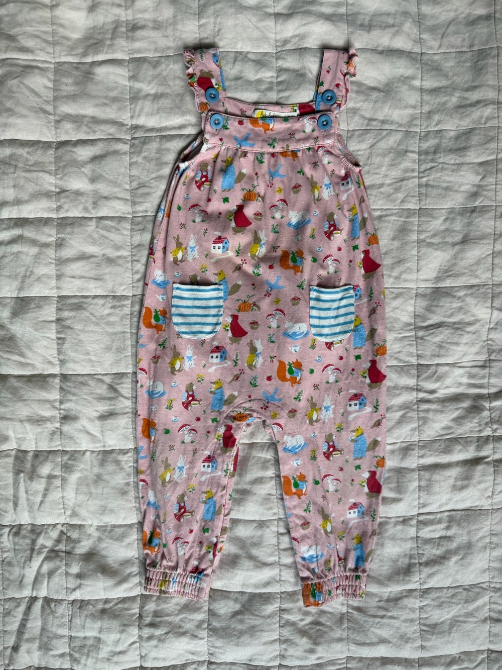 Baby Boden Pink Fairy Tale Animal Print Romper Whimsical Cottagecore - 12-18M